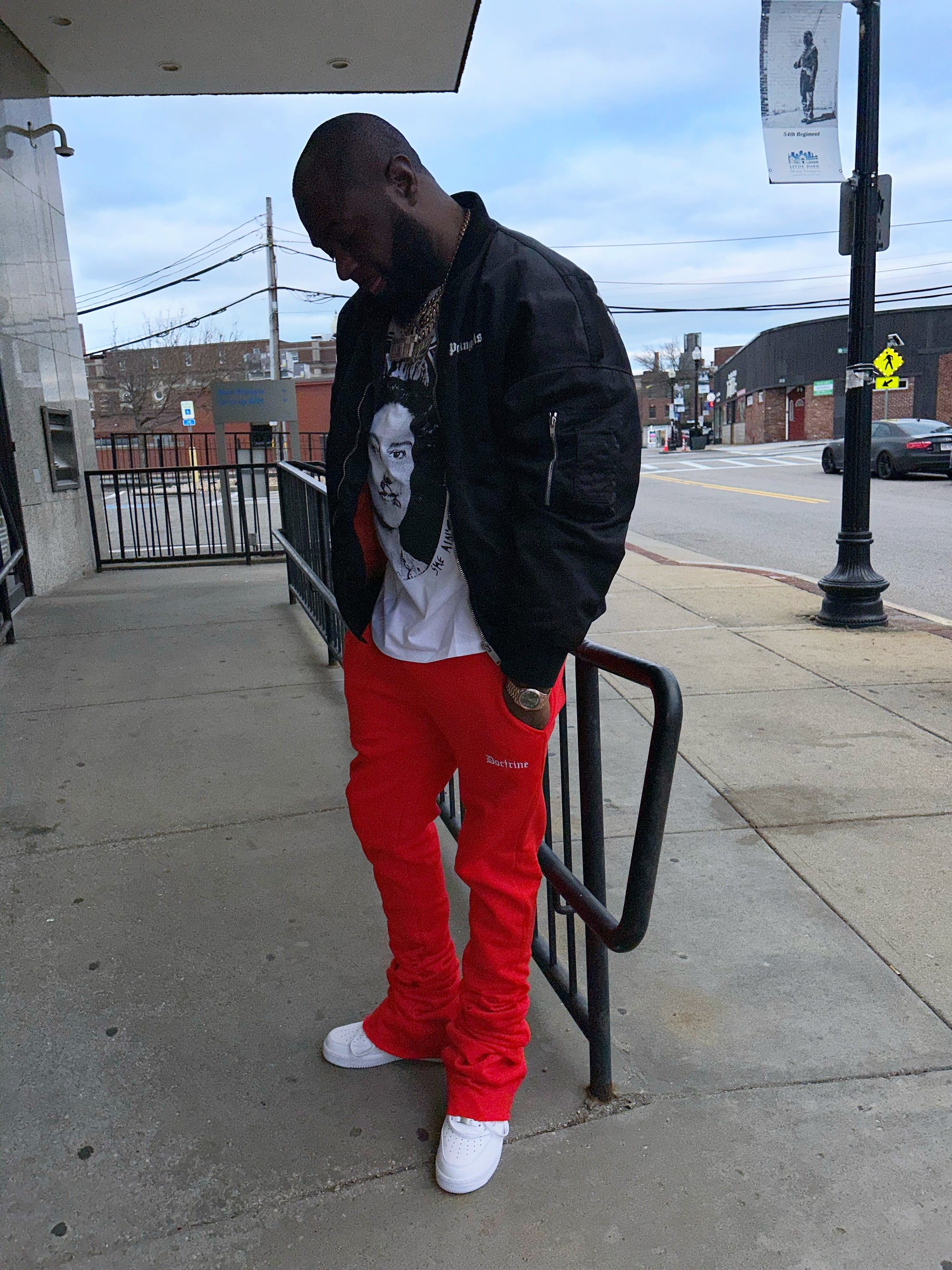 New! Dagger Stack Joggers (Red)
