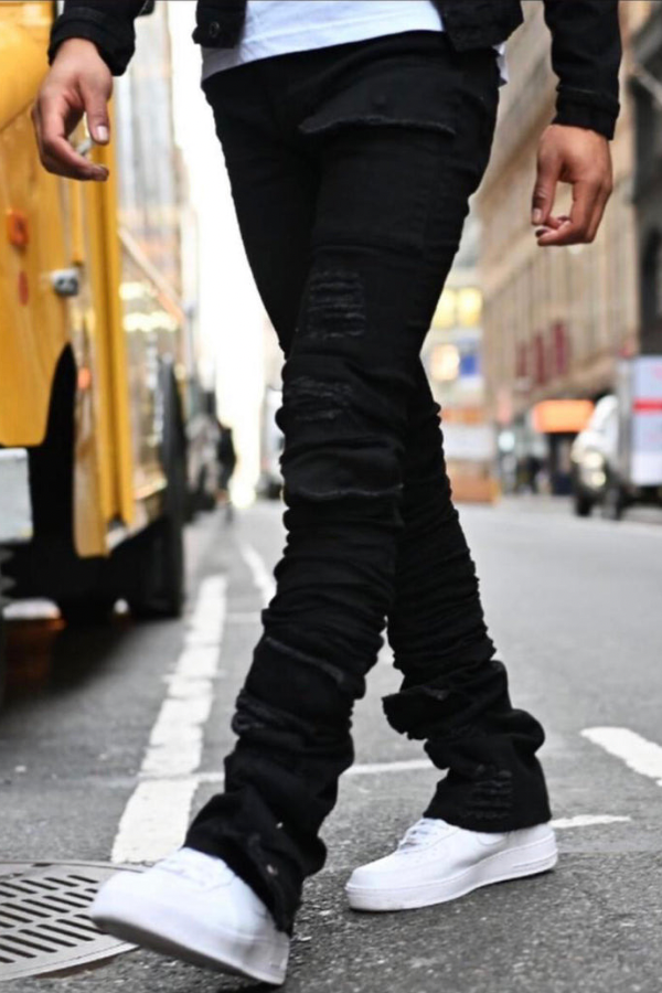 Brutini Jet Black Stacked Jeans