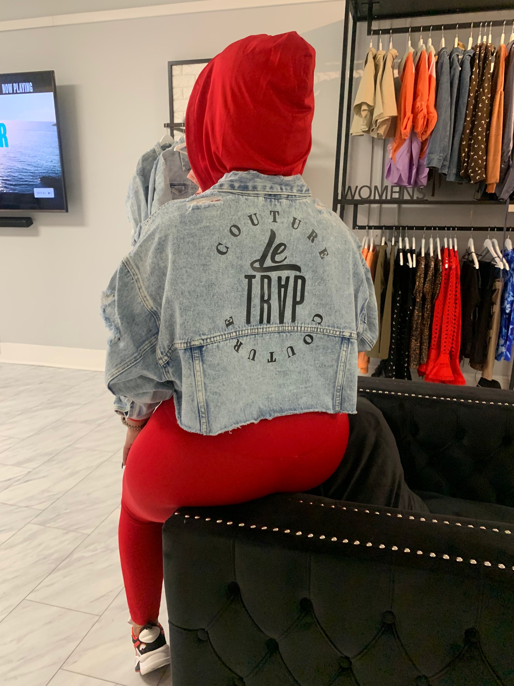 RESTOCKED! “Too Fly For This Sh$!” Cropped Denim Jacket