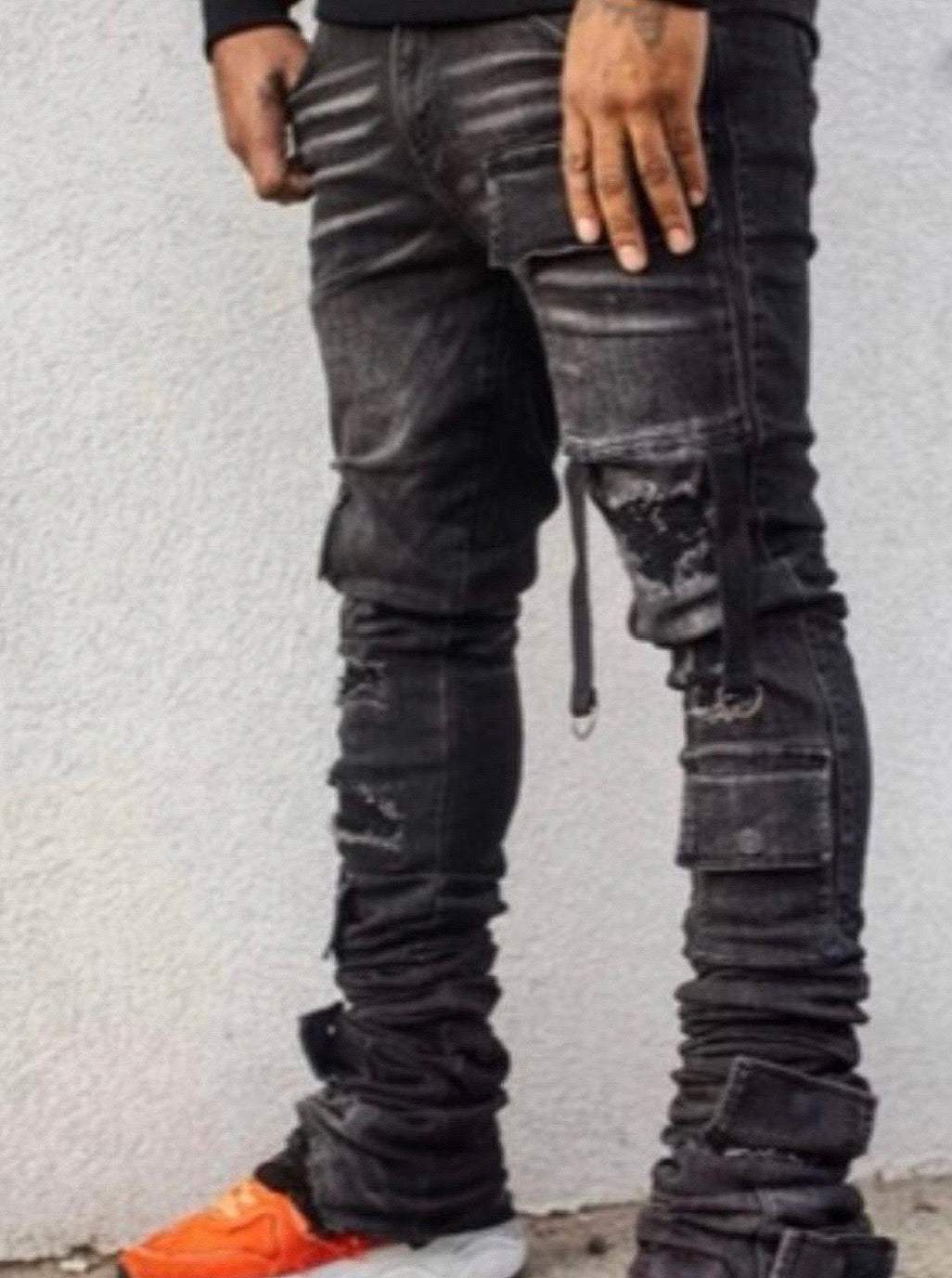 NEW!! Gunna Black Washed Stacked Jeans
