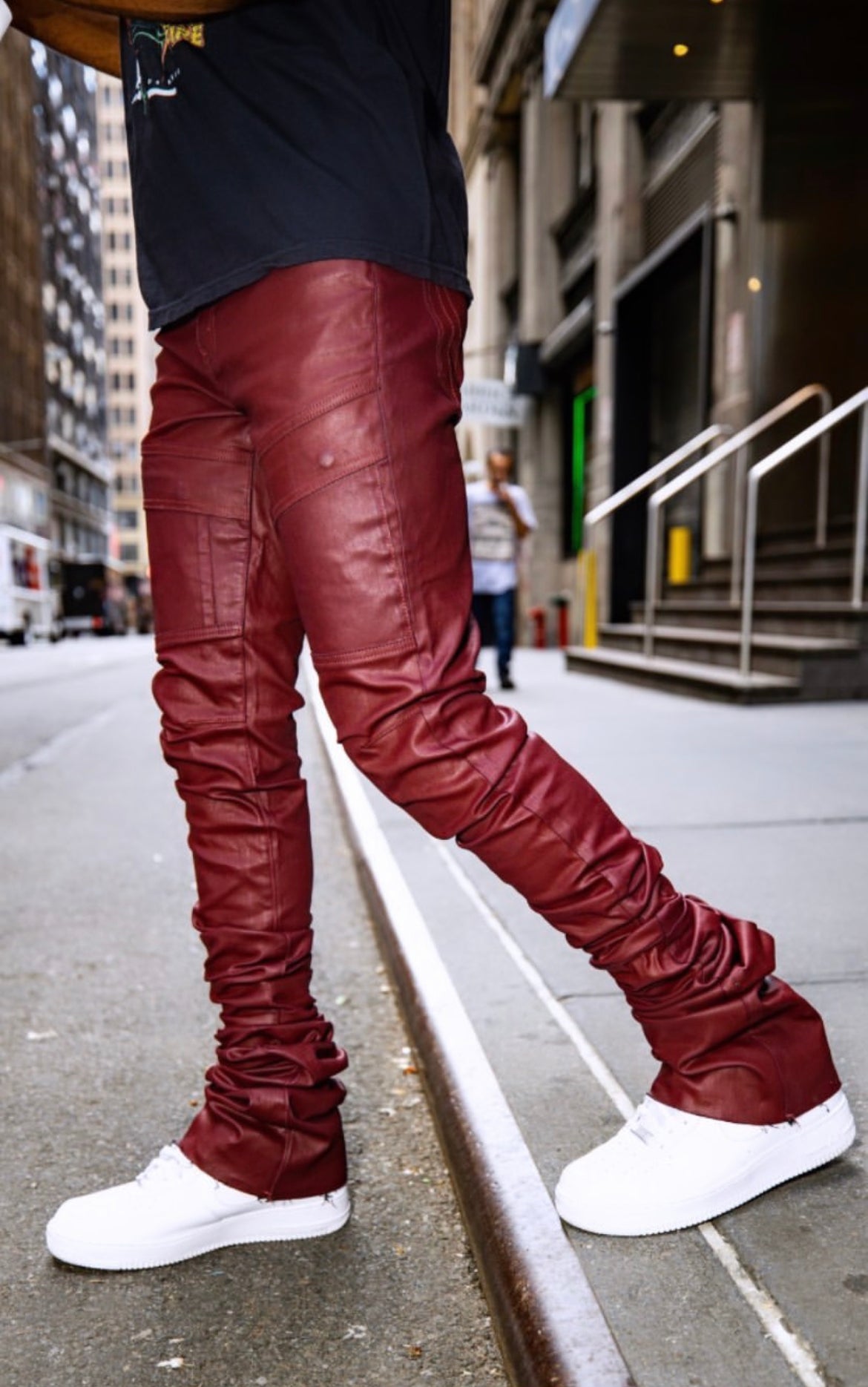Restocked! Gordon Wax Stack Jeans (burgundy)