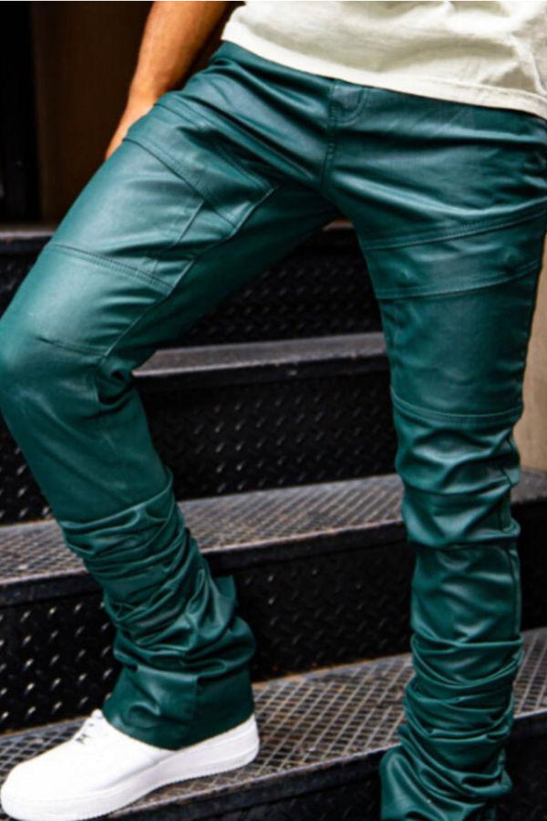 Restocked! Gordon Wax Stacked Jeans (Hunter Green)