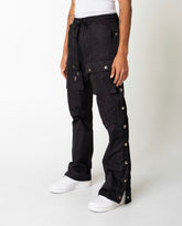 New! Snap Cargo Flared Pants (Black)