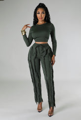 So Fringy Pants Set (olive)