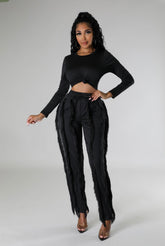 So Fringy Pants Set (black)