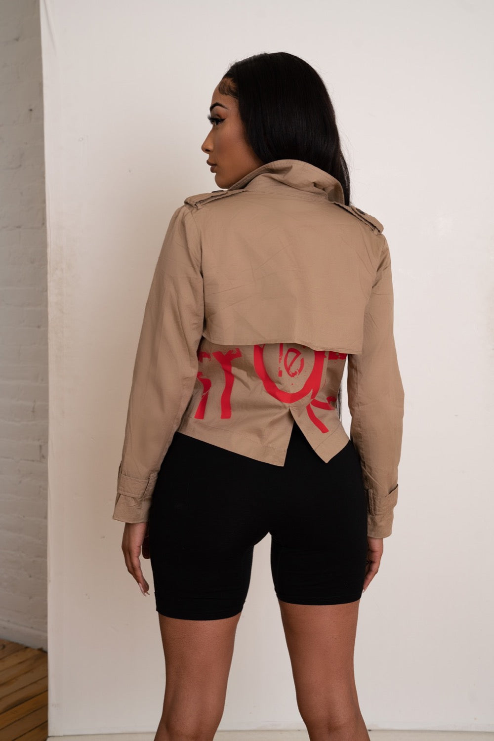 “Trap Business“ Cropped Trench Coat