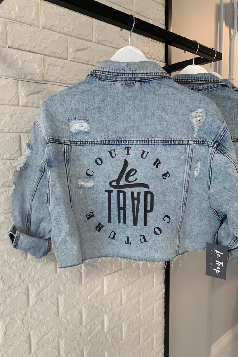 RESTOCKED! “Too Fly For This Sh$!” Cropped Denim Jacket