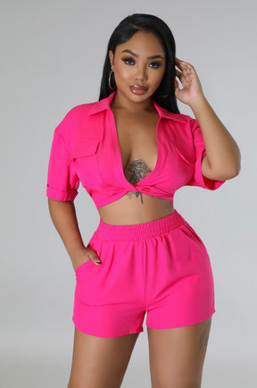Easy Breezy Short Set (Fuschia)