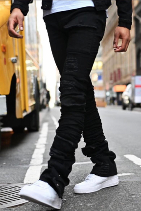 Brutini Jet Black Stacked Jeans