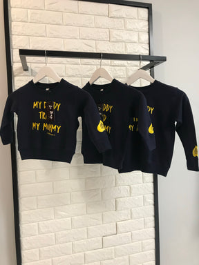 Le Trap Couture “Daddy Trap’d Mommy” Toddler Crew Neck Sweatshirt.