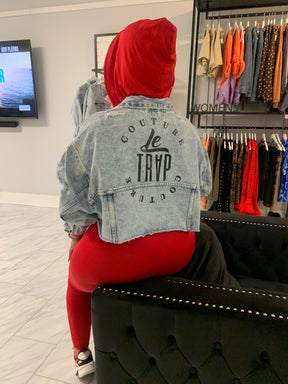 RESTOCKED! “Too Fly For This Sh$!” Cropped Denim Jacket